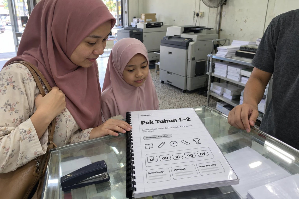 Atau cetak dan jilid di kedai fotostat.