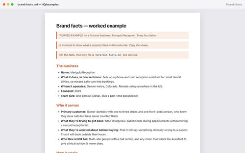 Bonus 2: brand-facts filled in for the sample business