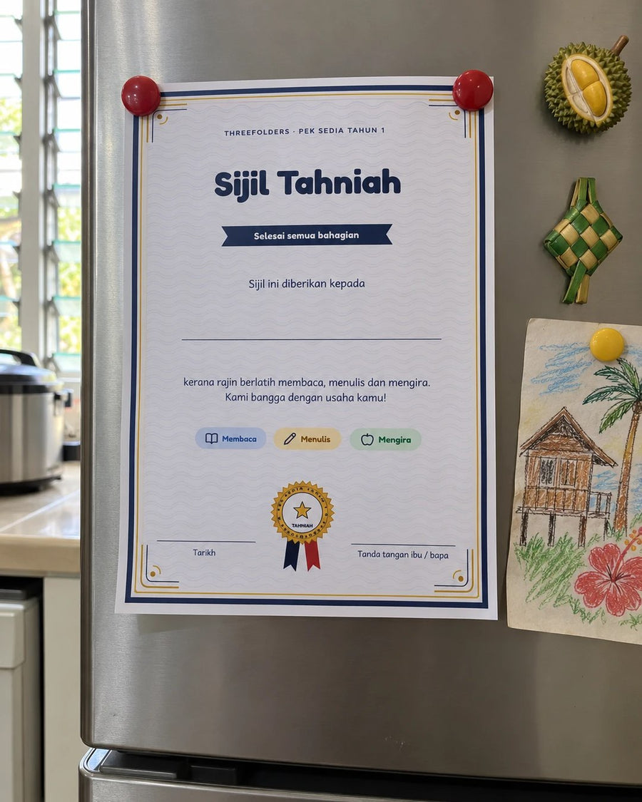 Sijil tahniah untuk dicetak apabila anak selesai semua bahagian. (gambar hiasan)