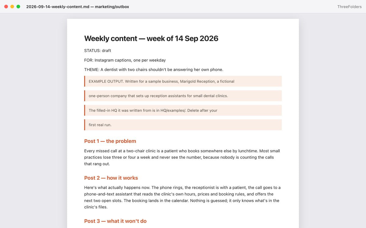 marketing outbox: the weekly content draft