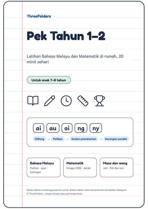 Kulit Pek Tahun 1–2, untuk anak 7–8 tahun